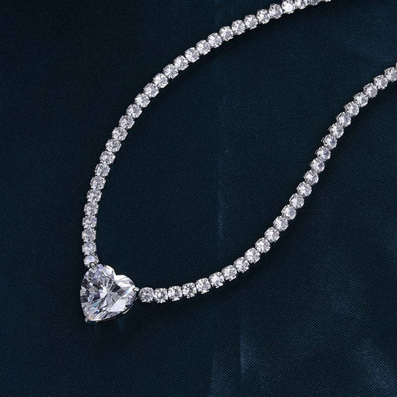 Louily Elegant Heart Cut Simulated Diamond Pendant with Necklace In Sterling Silver - louilyjewelry