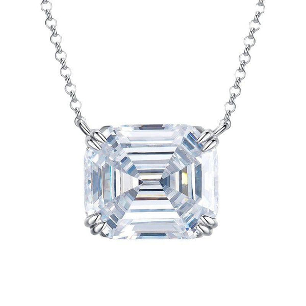 Louily Fashion Emerald Cut Pendant Necklace In Sterling Silver