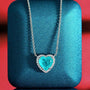 Louily Halo Heart Cut Aquamarine Blue Necklace For Women In Sterling Silver - louilyjewelry