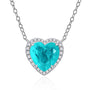 Louily Halo Heart Cut Aquamarine Blue Necklace For Women In Sterling Silver - louilyjewelry