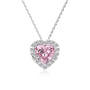 Louily Halo Heart Cut Pink Sapphire Necklace In Sterling Silver - louilyjewelry