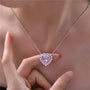Louily Halo Heart Cut Pink Sapphire Necklace In Sterling Silver - louilyjewelry