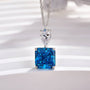 Louily Honorable Radiant Cut Blue Sapphire Necklace In Sterling Silver - louilyjewelry
