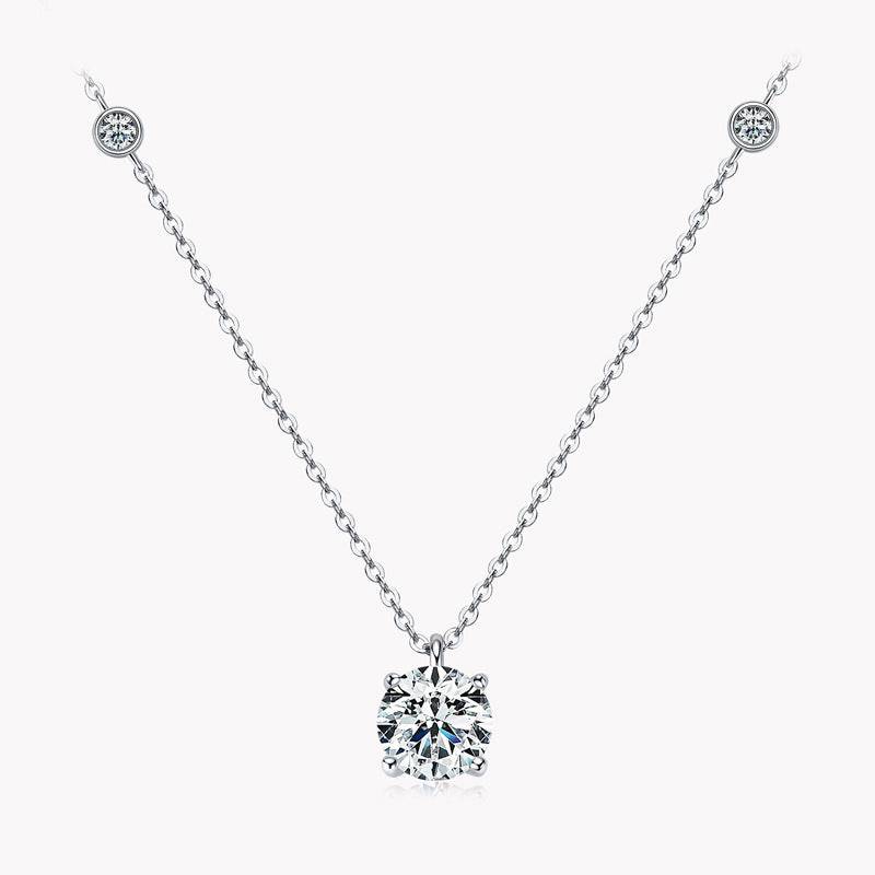 Louily Moissanite 2.0 Carat Round Cut Pendant Necklace - louilyjewelry