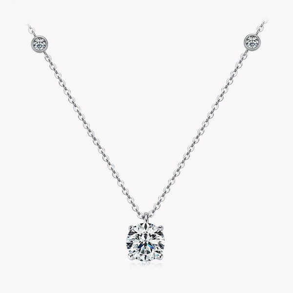 Louily Moissanite 2.0 Carat Round Cut Pendant Necklace