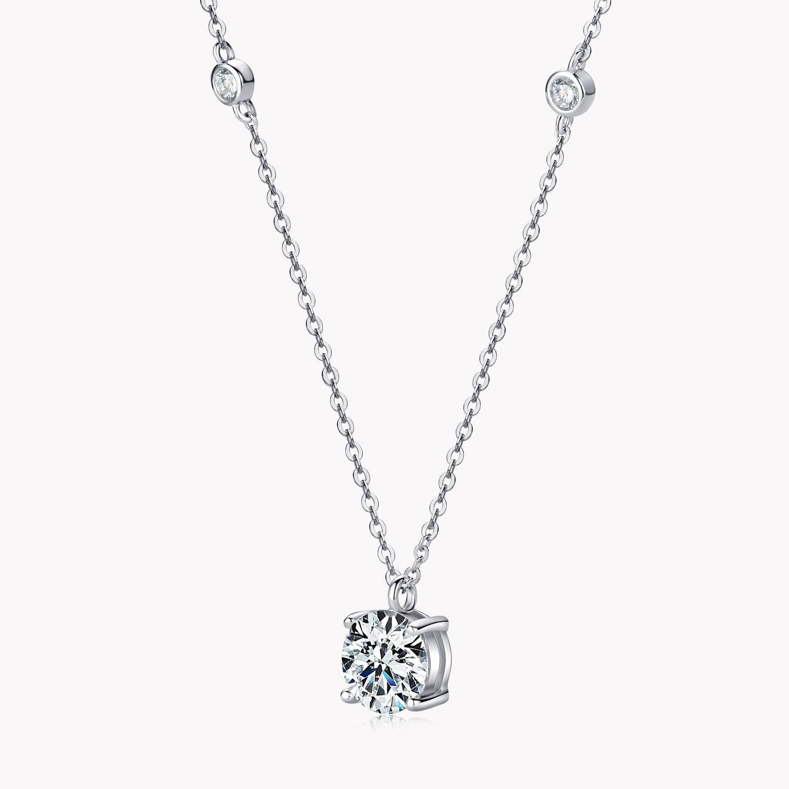 Louily Moissanite 2.0 Carat Round Cut Pendant Necklace - louilyjewelry