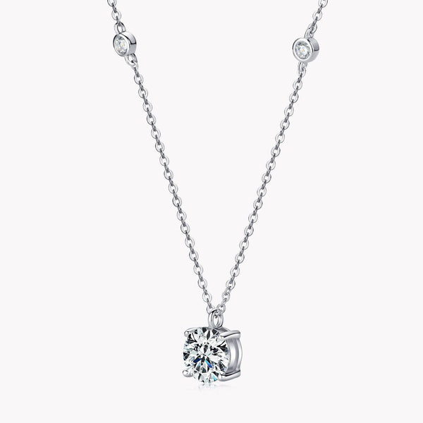 Louily Moissanite 2.0 Carat Round Cut Pendant Necklace