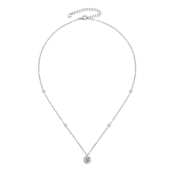 Louily Moissanite 2.0 Carat Round Cut Pendant Necklace