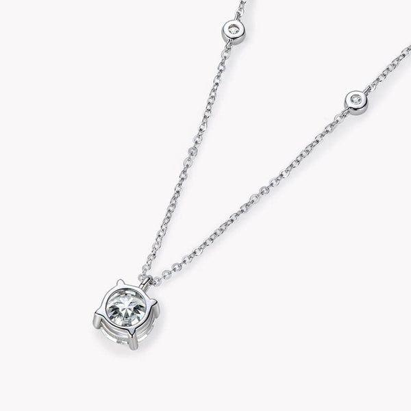 Louily Moissanite 2.0 Carat Round Cut Pendant Necklace