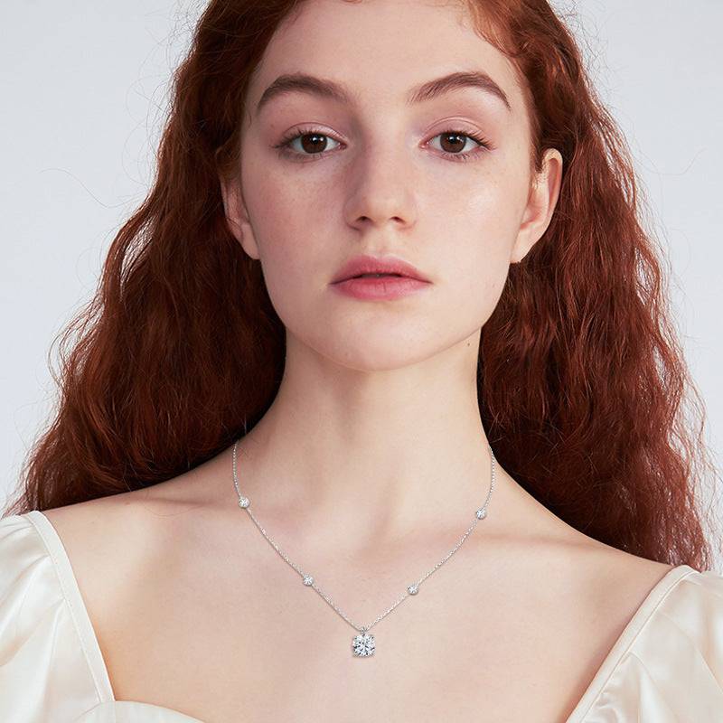 Louily Moissanite 2.0 Carat Round Cut Pendant Necklace - louilyjewelry