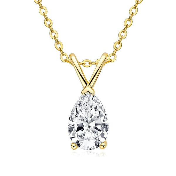 Louily Moissanite Classic Pear Cut Pendant Necklace