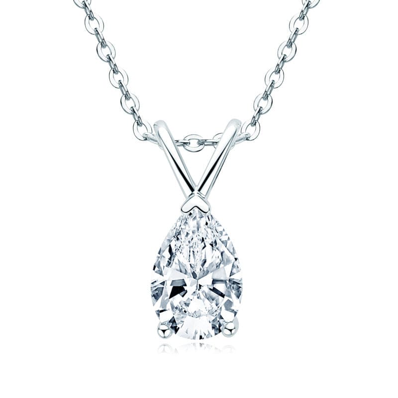 Louily Moissanite Classic Pear Cut Pendant Necklace - louilyjewelry