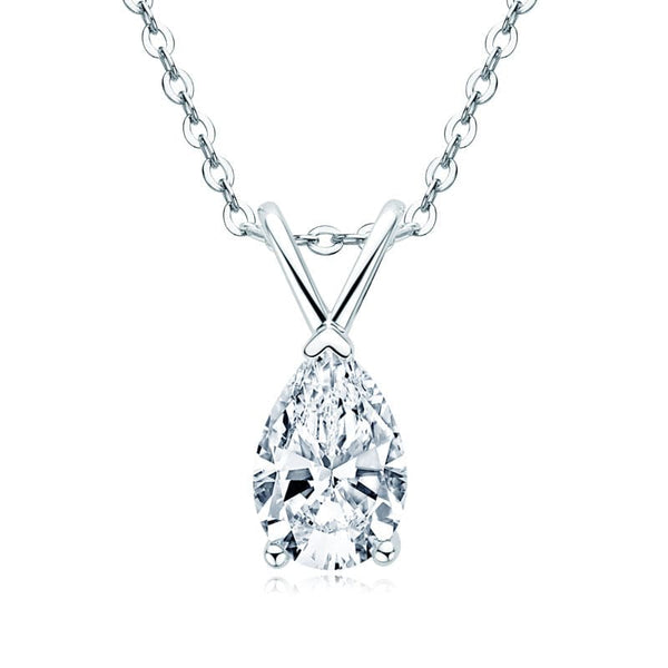 Louily Moissanite Classic Pear Cut Pendant Necklace