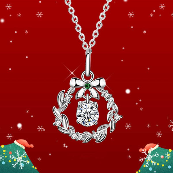 Louily Special Christmas Wreaths Moissanite Pendant Necklace