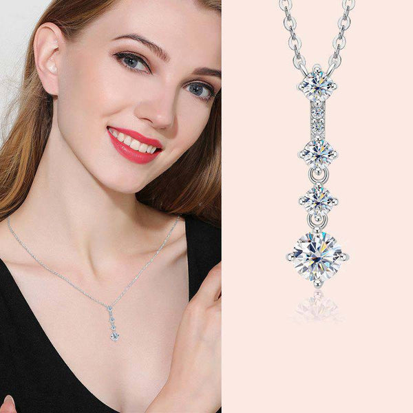 Louily Special Round Cut Moissanite Pendant Necklace