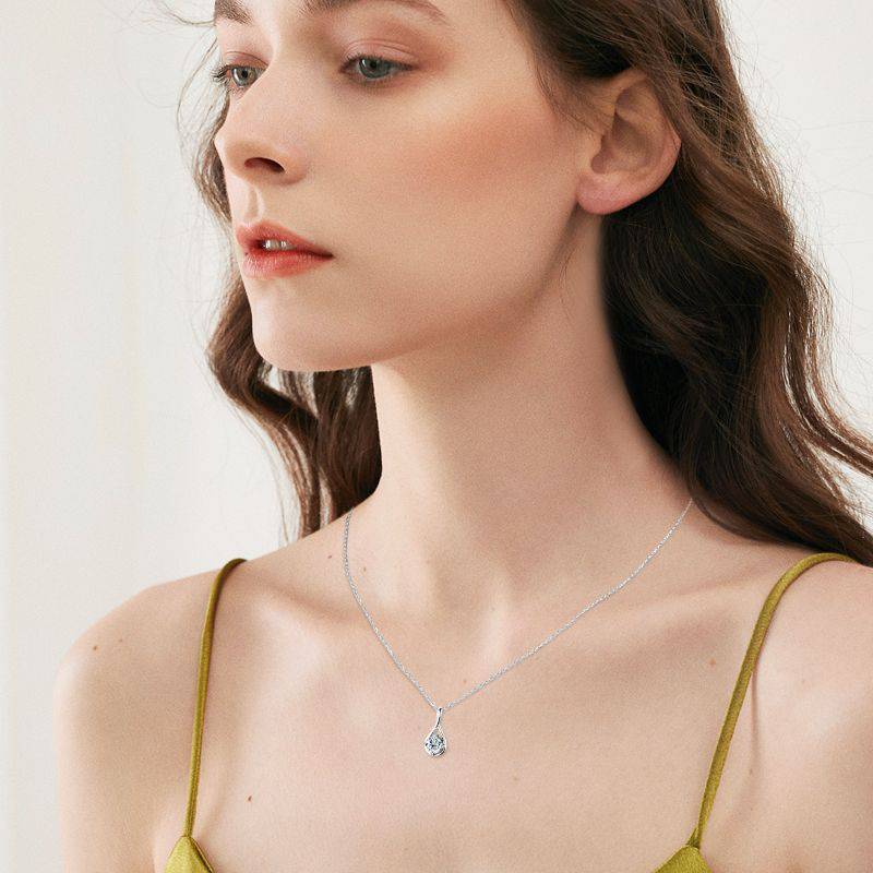 Louily Special Moissanite Twist Round Cut Pendant Necklace In Sterling Silver - louilyjewelry