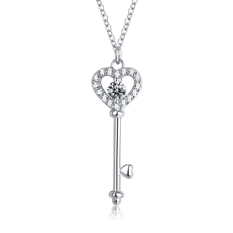 Louily Sterling Silver Love key Pendant Necklace - louilyjewelry