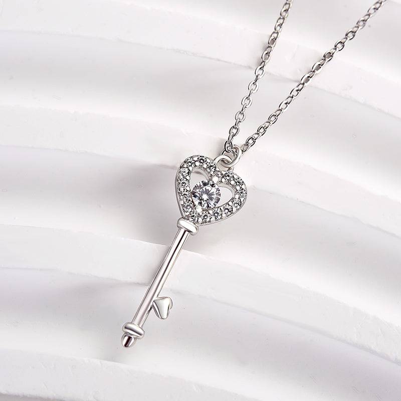 Louily Sterling Silver Love key Pendant Necklace - louilyjewelry