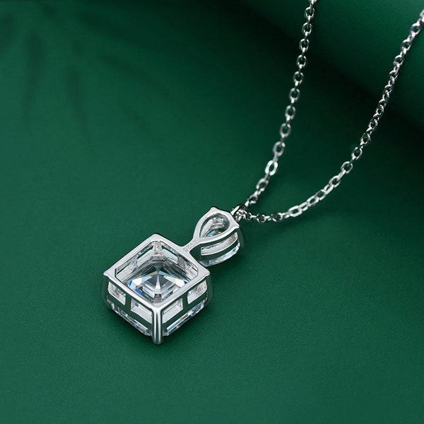 Louily Stunning Asscher Cut White Sapphire Necklace In Sterling Silver