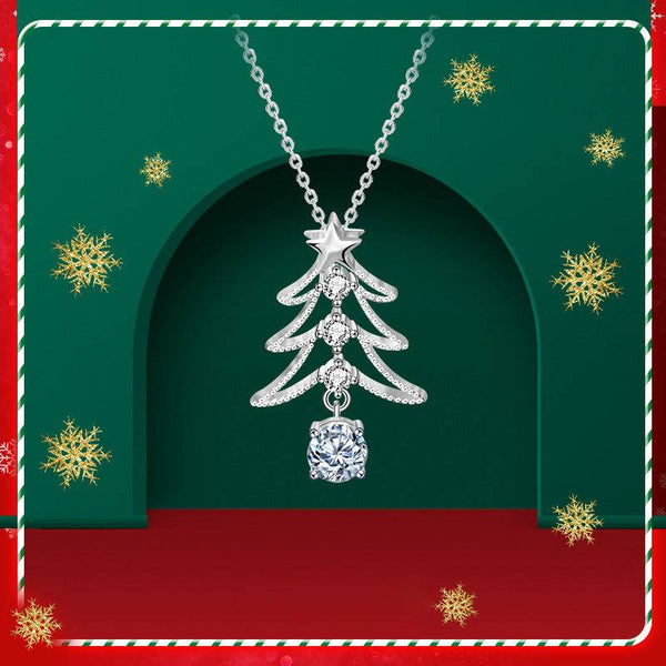 Louily Stunning Christmas Tree Moissanite Pendant Necklace