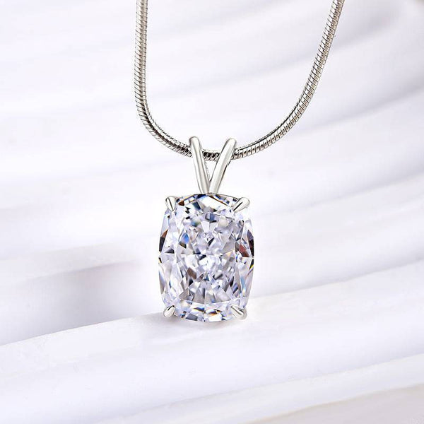 Louily Timeless Crushed Ice Cushion Cut Pendant Necklace