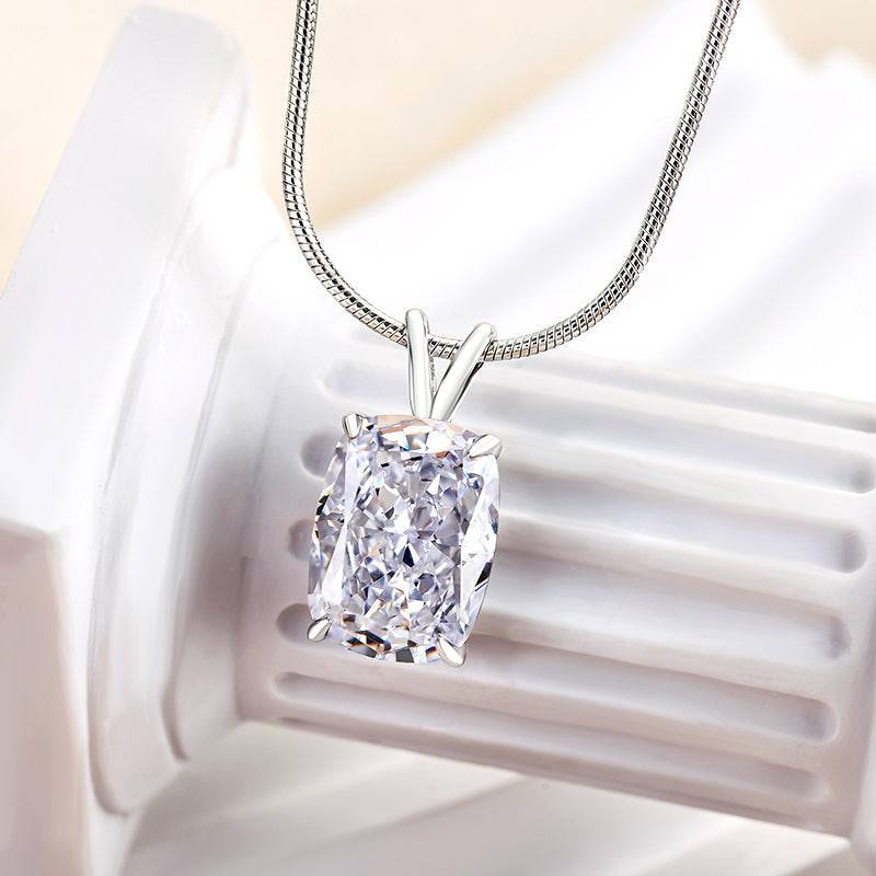 Louily Timeless Crushed Ice Cushion Cut Pendant Necklace - louilyjewelry