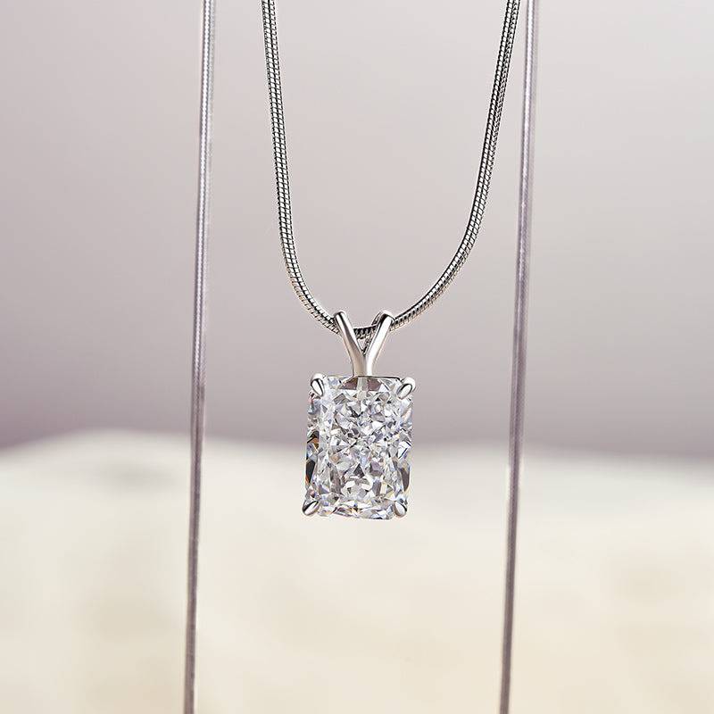 Louily Timeless Crushed Ice Radiant Cut Pendant Necklace In Sterling Silver - louilyjewelry