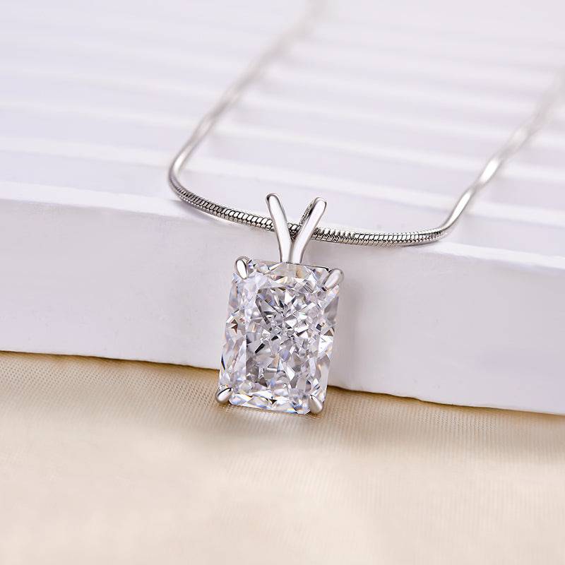 Louily Timeless Crushed Ice Radiant Cut Pendant Necklace In Sterling Silver - louilyjewelry