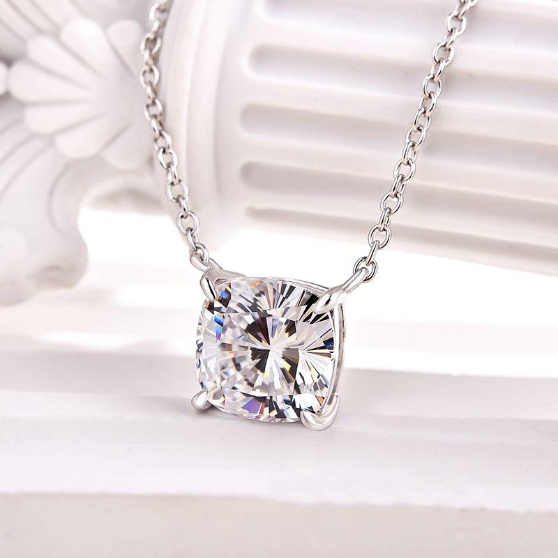 Louily Timeless Cushion Cut Pendant Necklace In Sterling Silver - louilyjewelry