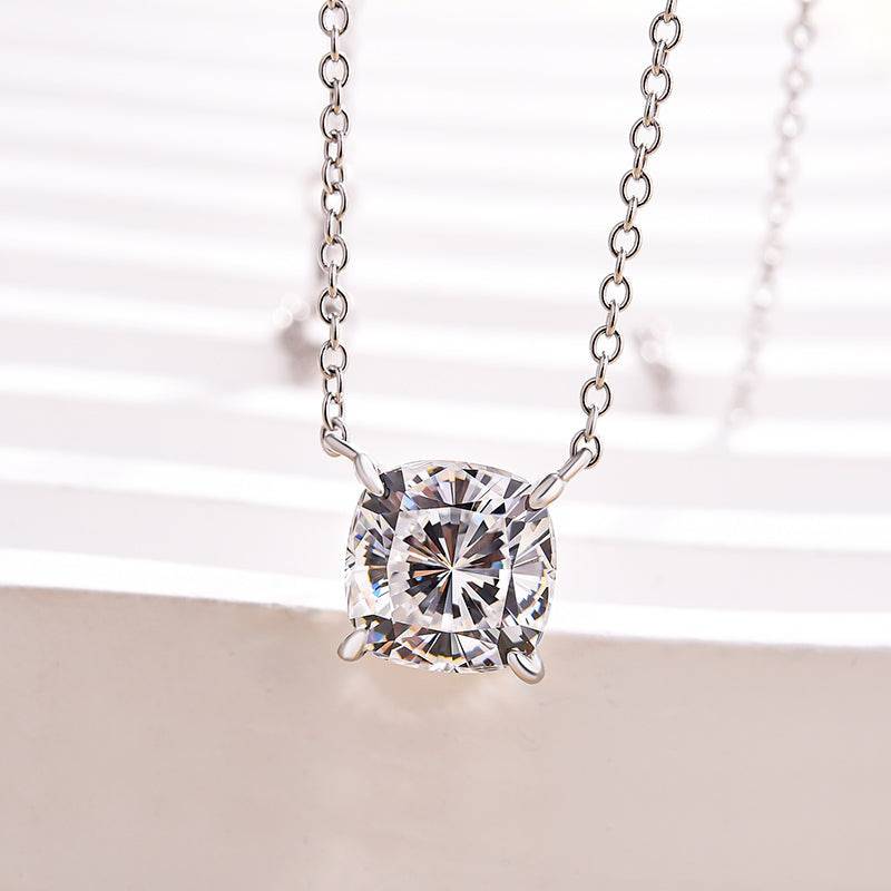 Louily Timeless Cushion Cut Pendant Necklace In Sterling Silver - louilyjewelry