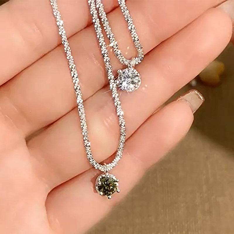 Louily Moissanite Starry Sky Sparkling Round Cut Pendant Necklace - louilyjewelry
