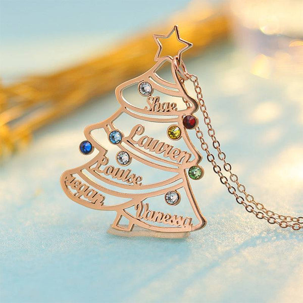 Louily Colorful Yellow Gold Christmas Tree Necklace