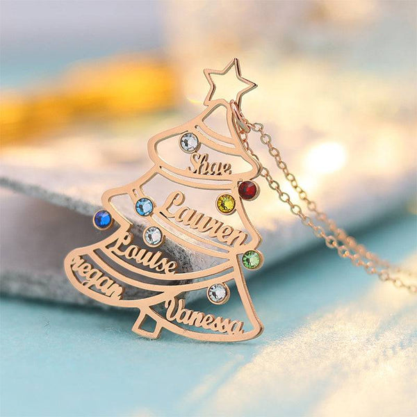 Louily Colorful Yellow Gold Christmas Tree Necklace