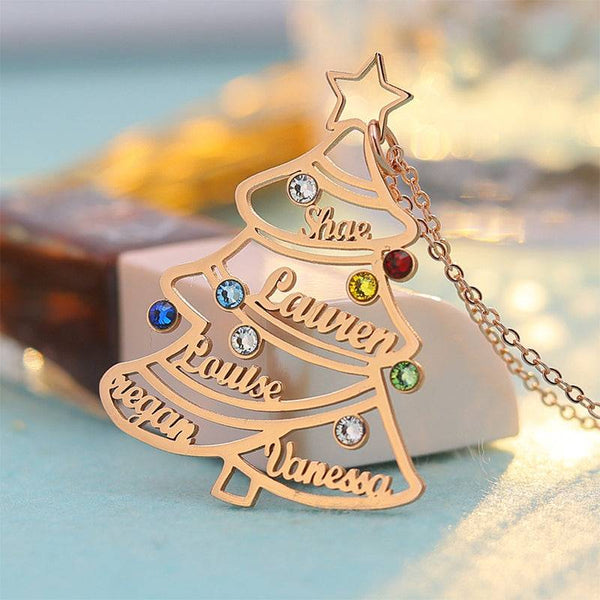 Louily Colorful Yellow Gold Christmas Tree Necklace