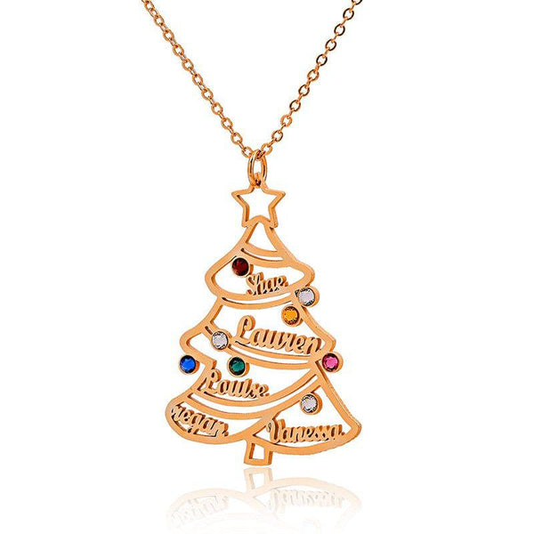 Louily Colorful Yellow Gold Christmas Tree Necklace