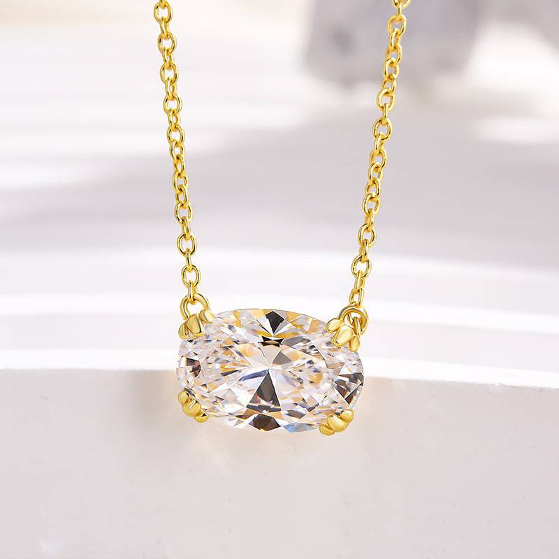Louily Timeless Yellow Gold Oval Cut Pendant Necklace For Women - louilyjewelry