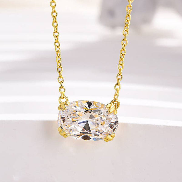 Louily Timeless Yellow Gold Oval Cut Pendant Necklace For Women