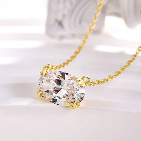 Louily Timeless Yellow Gold Oval Cut Pendant Necklace For Women