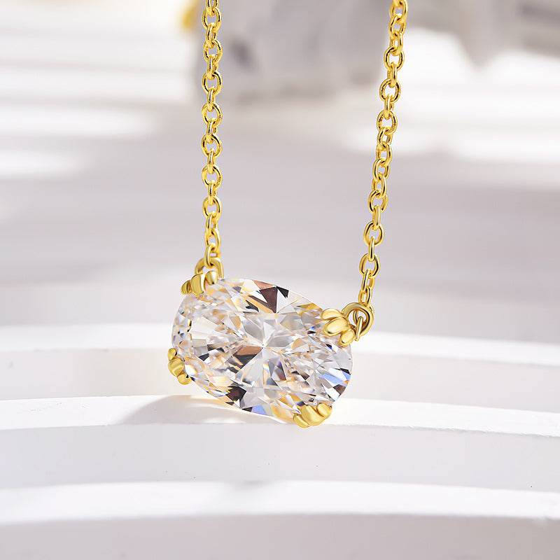 Louily Timeless Yellow Gold Oval Cut Pendant Necklace For Women - louilyjewelry