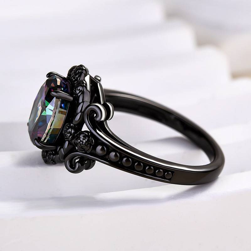 Louily Unique Halo Oval Cut Alexandrite Engagement Ring In Sterling Silver - louilyjewelry