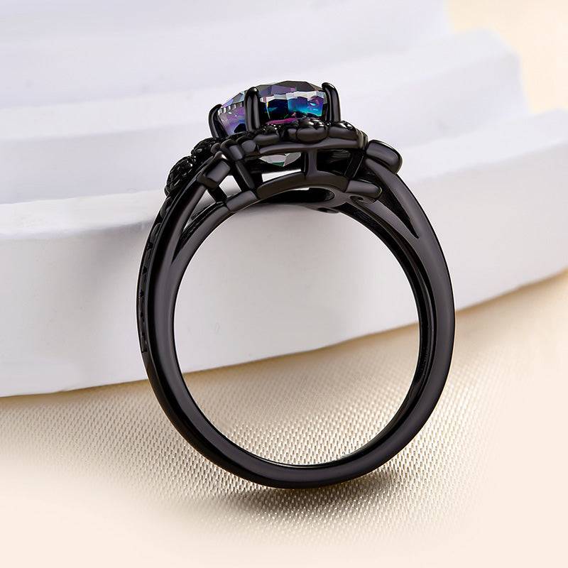 Louily Unique Halo Oval Cut Alexandrite Engagement Ring In Sterling Silver - louilyjewelry