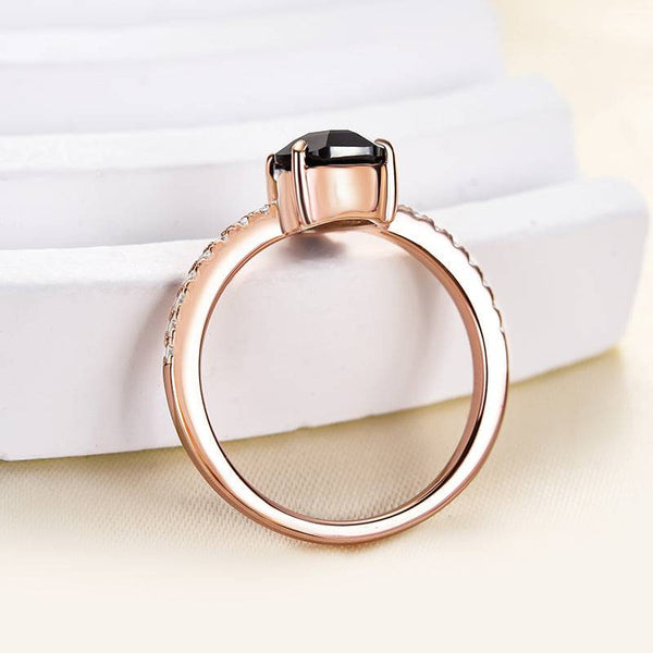 Louily Attractive Rose Gold Coffin Cut Engagement Ring