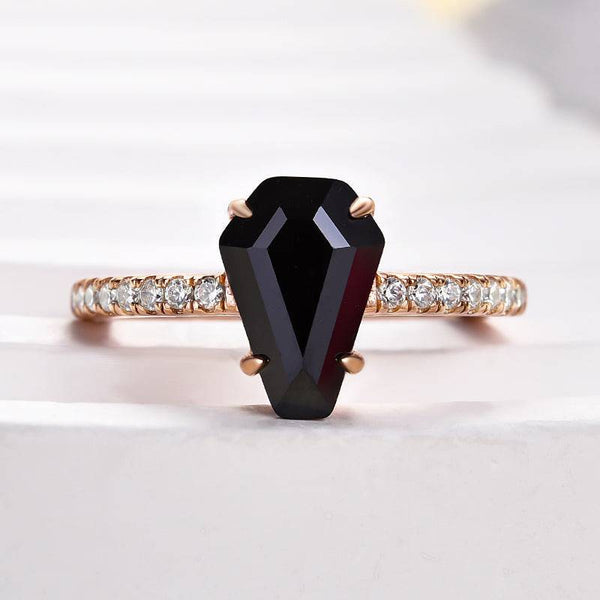 Louily Attractive Rose Gold Coffin Cut Engagement Ring