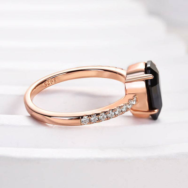 Louily Attractive Rose Gold Coffin Cut Engagement Ring
