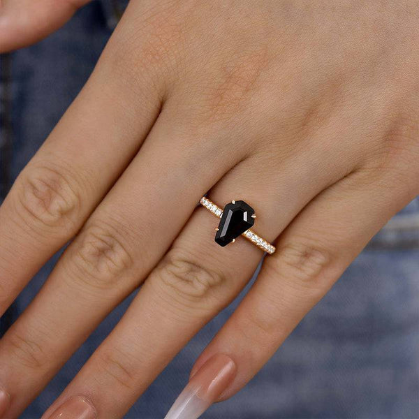 Louily Attractive Rose Gold Coffin Cut Engagement Ring