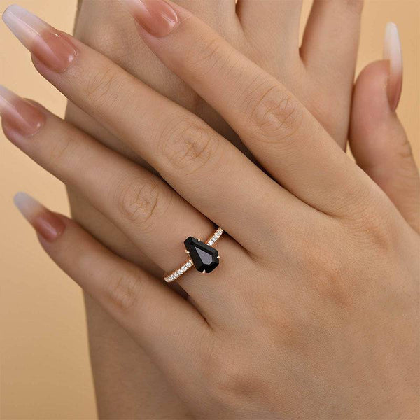Louily Attractive Rose Gold Coffin Cut Engagement Ring
