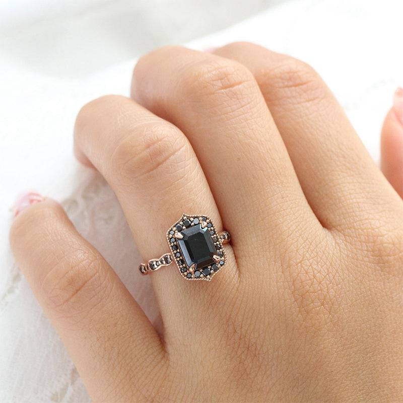 Louily Attractive Rose Gold Radiant Cut Engagement Ring - louilyjewelry