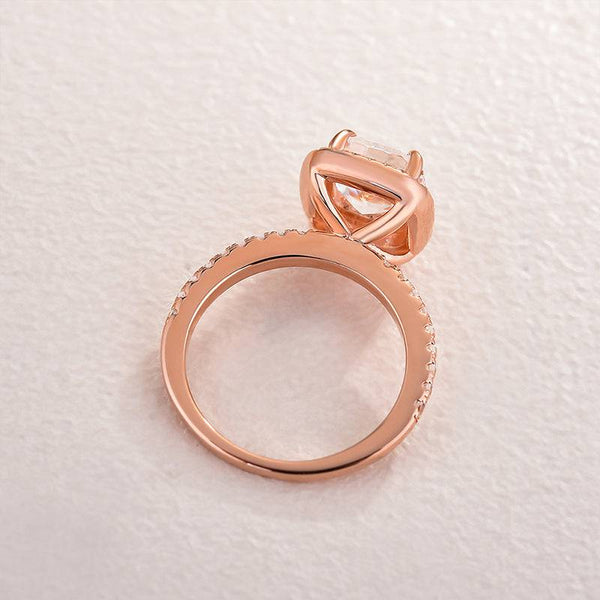 Louily Classic Rose Gold Halo Radiant Cut Engagement Ring In Sterling Silver