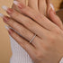 Rose round cut full eternity band styled on woman’s hand