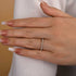Slim full eternity wedding band worn on hand
